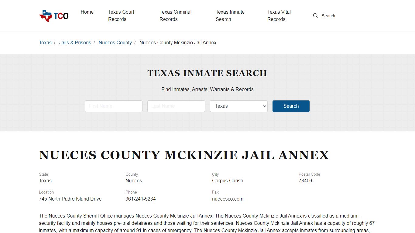 Nueces County Mckinzie Jail Annex - txcountyoffices.org