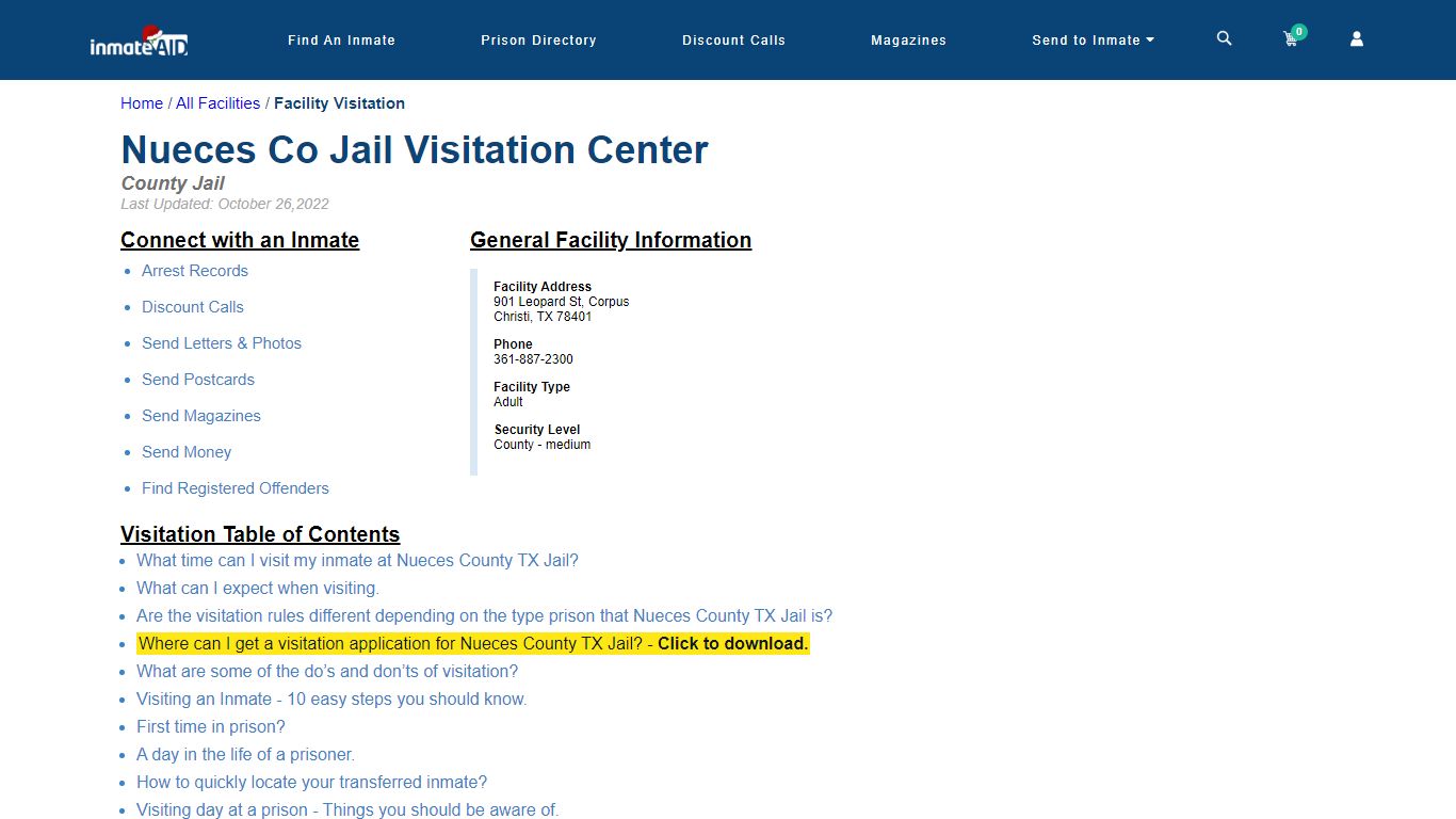 Nueces County TX Jail | Visitation, dress code & visiting hours - InmateAid